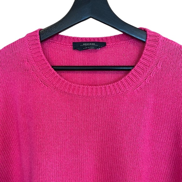 Weekend Max Mara Relaxed Crewneck Sweater Fuchsia Pink Medium Quiet Luxury Italy - Picture 2 of 6
